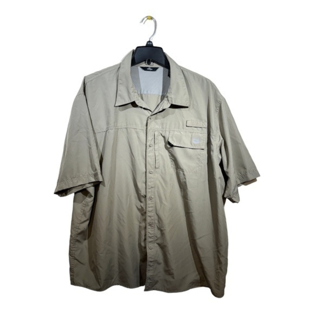 Wrangler Mens Casual Button Down Shirt Short Sleeve Lightweight Beige Size 2XL